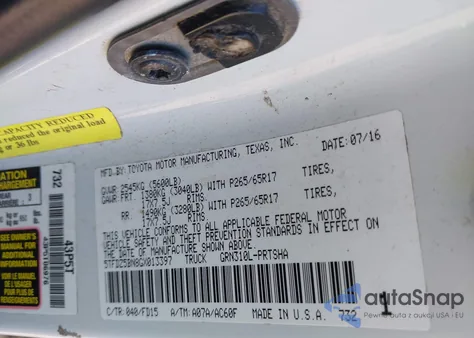 2016 Toyota Tacoma Trd Sport from USA, damaged, VIN 5TFDZ5BN8GX013397